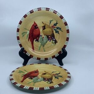 Lenox Winter Greetings Everyday Cardinal 2‎ Salad Plates Catherine McClung READ